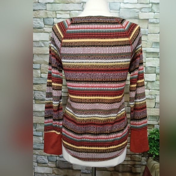 No Boundaries XL(15/17)Multicolor Striped Thermal Top Cottagecore - Picture 2 of 4